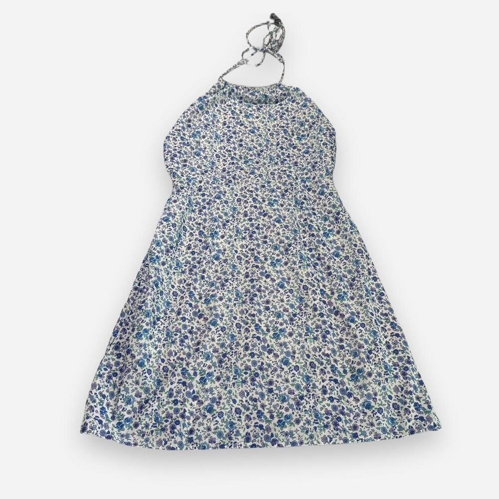 Nectar Clothing Blue White Floral Halter Mini Dress Women's S Sundress